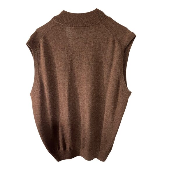 Peter Millar Mens Brown 100% Merino Wool Sleeveless 1/4 Zip Sweater Vest Size L - Picture 2 of 10